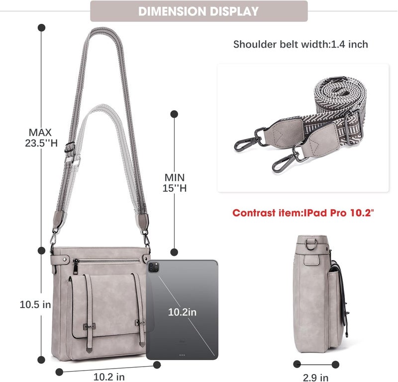 Roulens Crossbody Bags for Women,Multi Pocket Crossbody Purses Vegan Leather Shoulder Handbags Travel Purse Adjustable Strap - Image 5